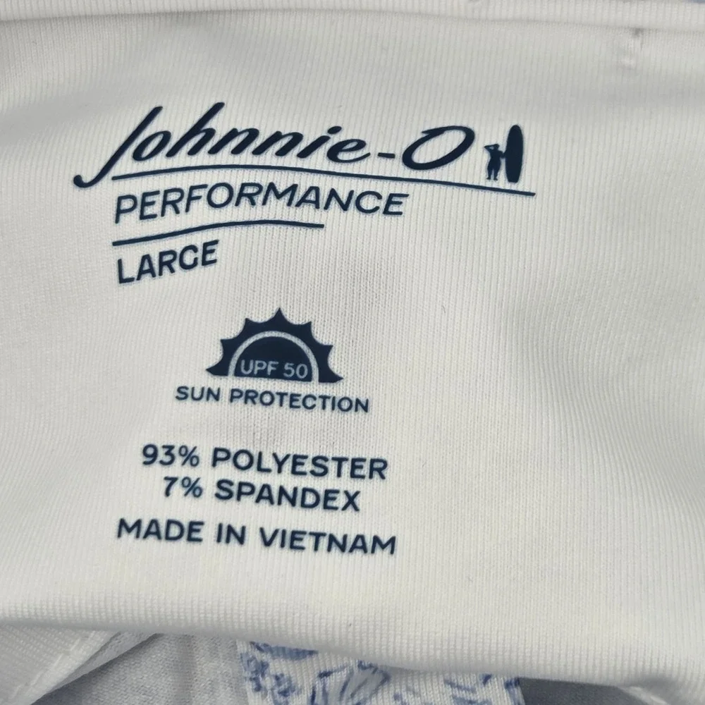 NEW Johnnie-O Boggings Beach AOP Golf Polo Shirt Mens Large Palisades Blue NWT
